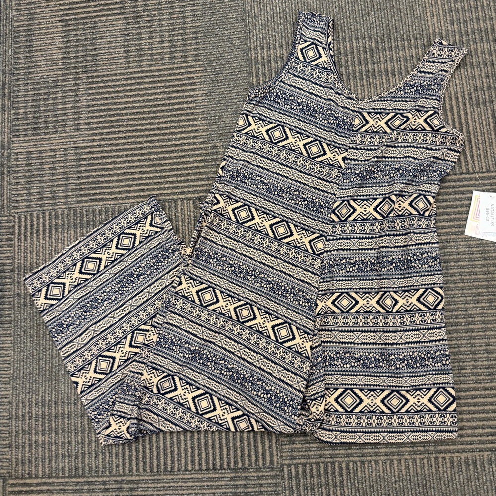 NWT LuLaRoe Natalie Geometric Navy Jumpsuit SZ XS